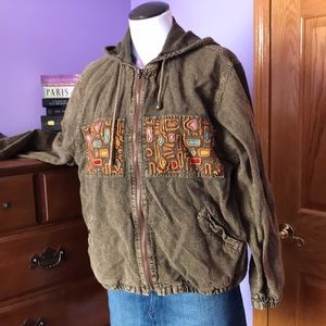 JUNGUO 🌟 100% Cotton Hoodie, Embroidery, embroidered panels, zip up